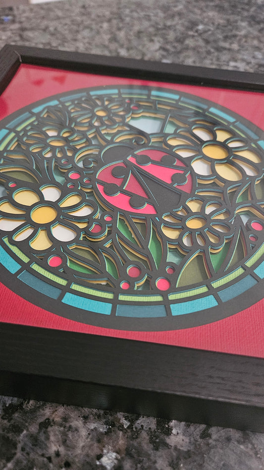 Ladybug Stained Glass Shadowbox