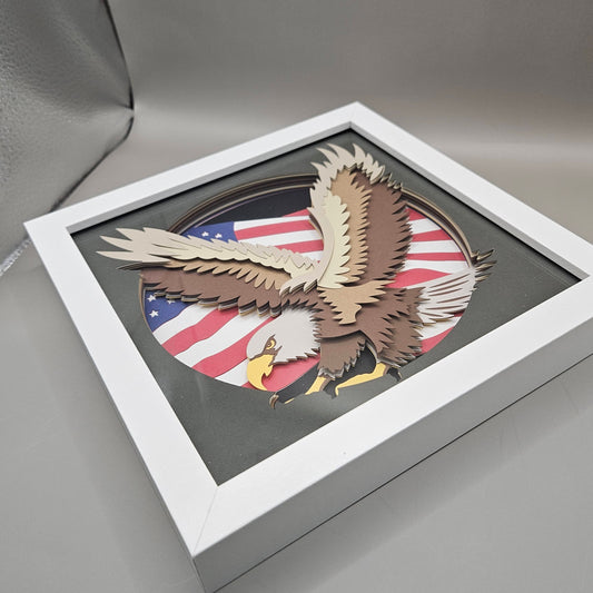 USA Flag with Eagle Shadowbox