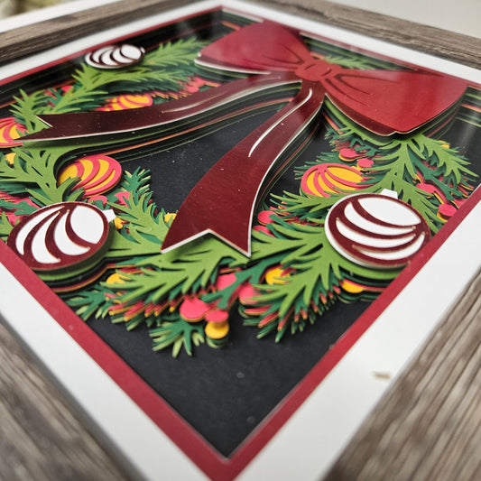 Christmas Wreath with Ornaments Shadowbox
