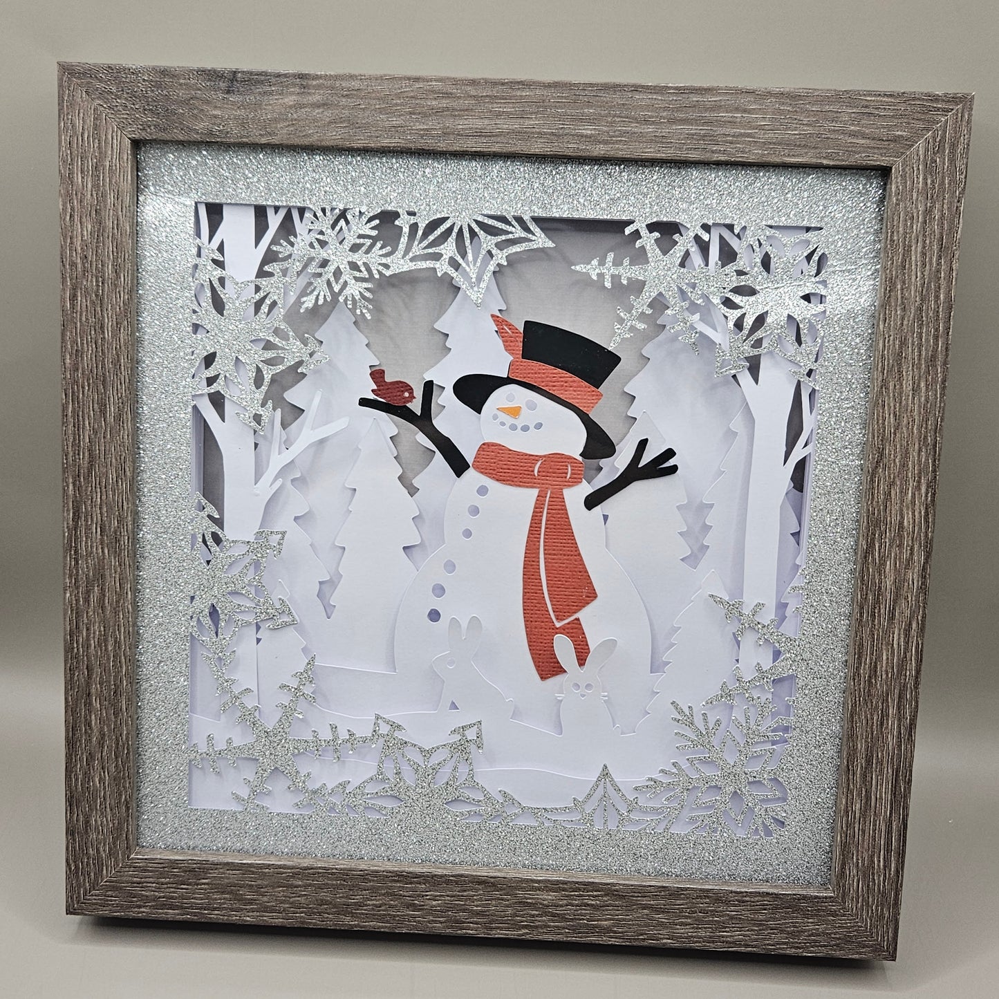 Snowman in the Forest - snow scene