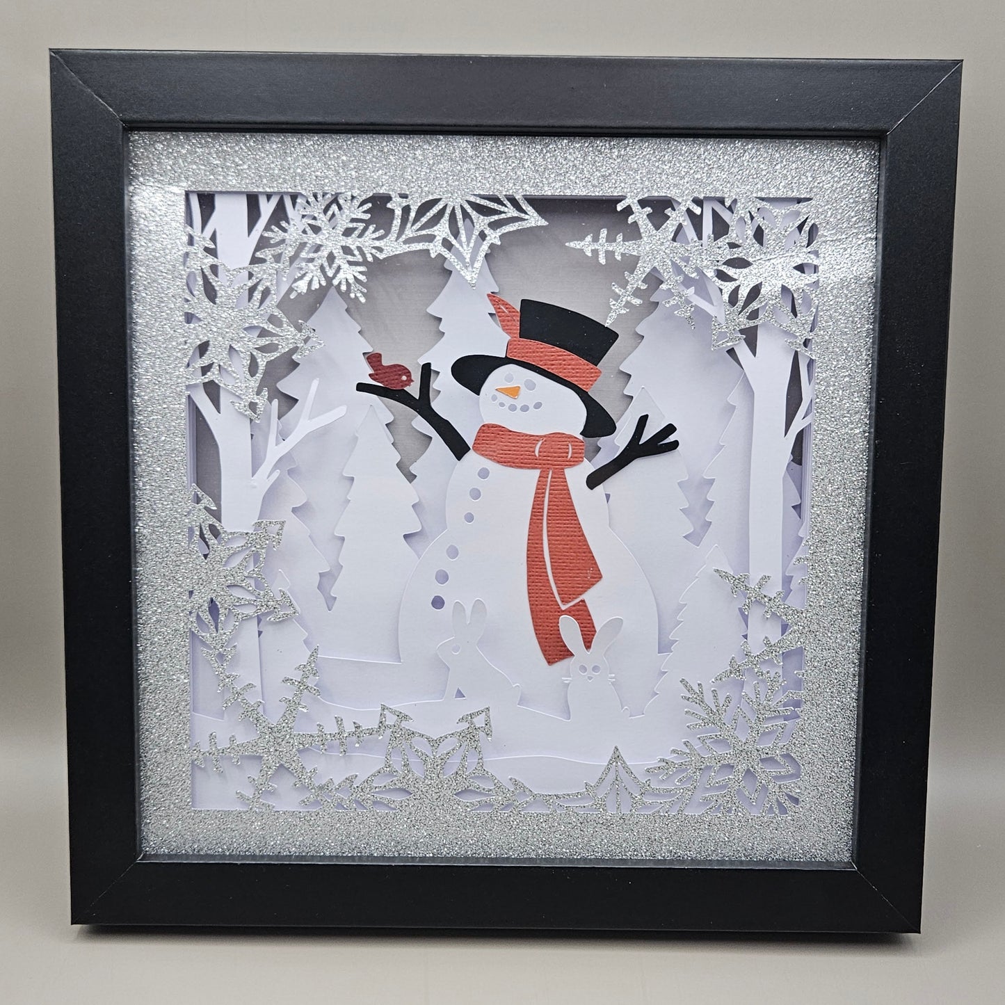 Snowman in the Forest - snow scene