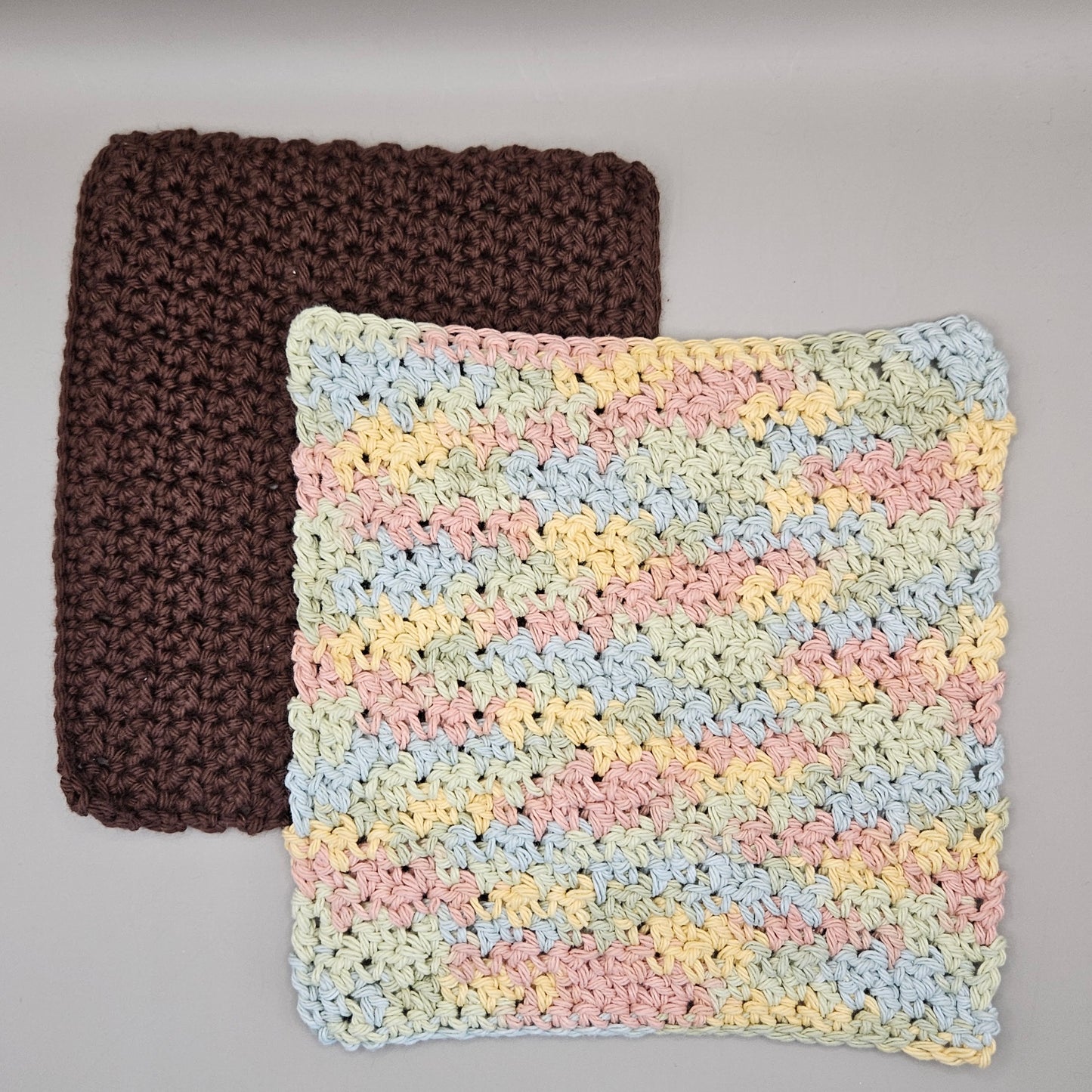 Pastel and Brown Dishcloth Set