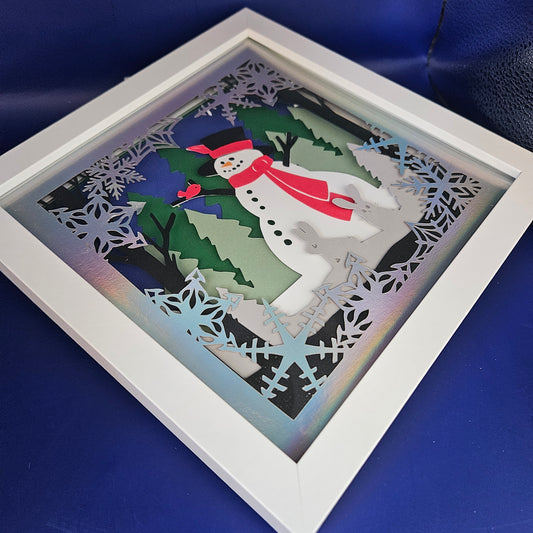 Snowman in the Forest Shadowbox