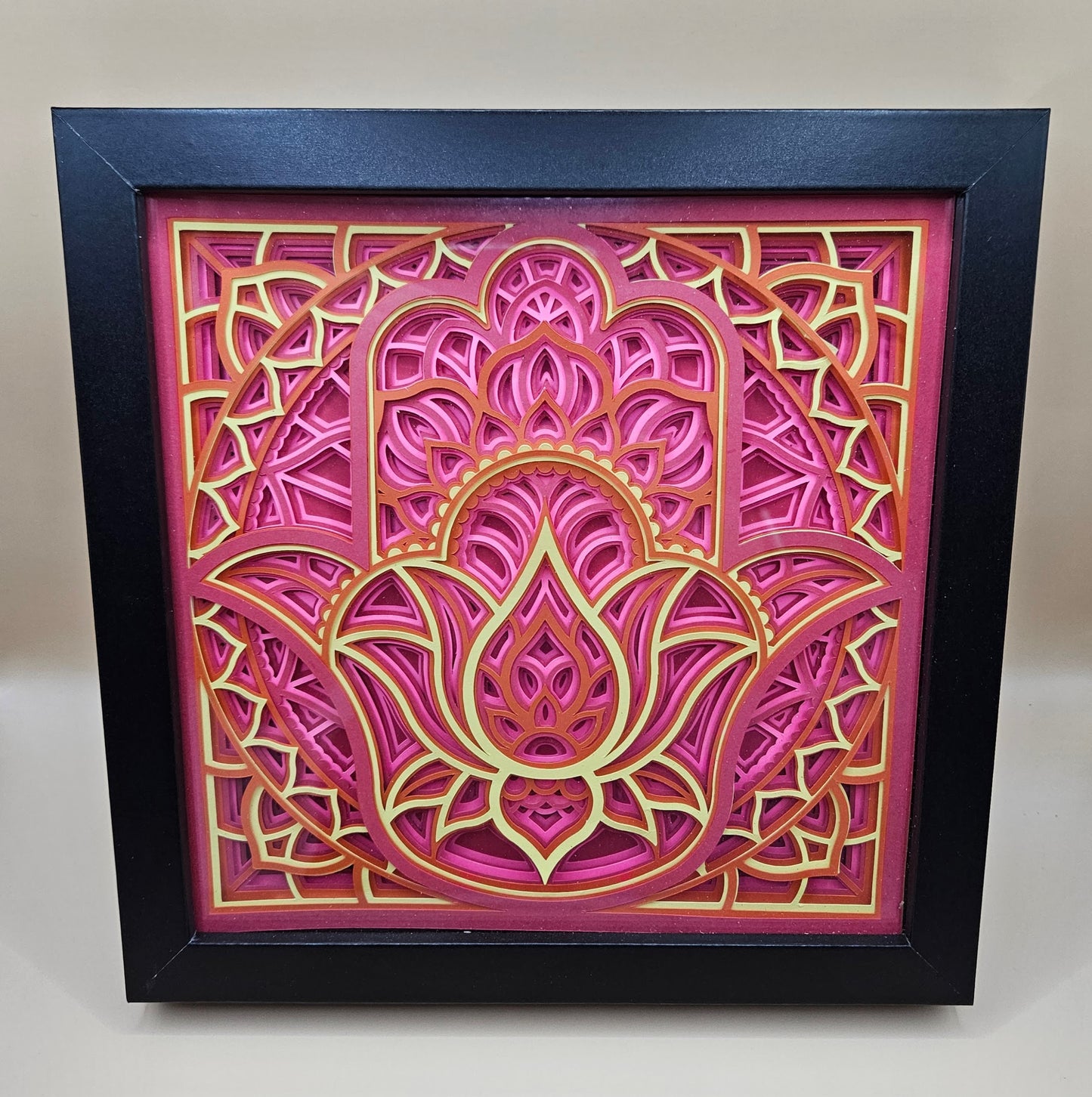 Hamsa Lotus Flower Shadowbox