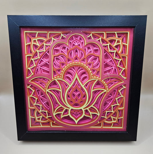 Hamsa Lotus Flower Shadowbox
