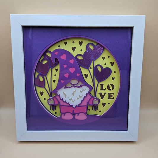 Gnome with Love Balloons Shadowbox