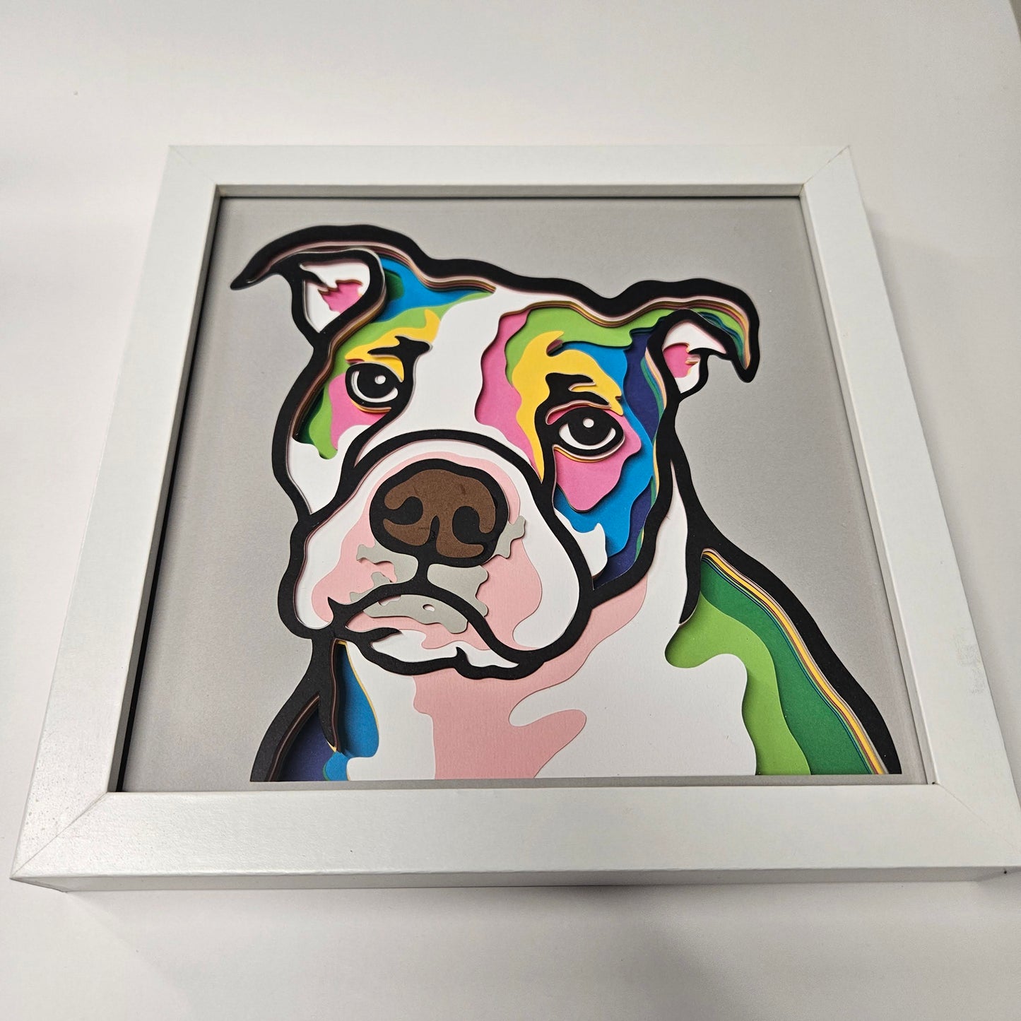 Pitbull - Colorful Shadowbox