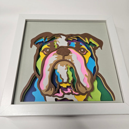 Bulldog - colorful Shadowbox