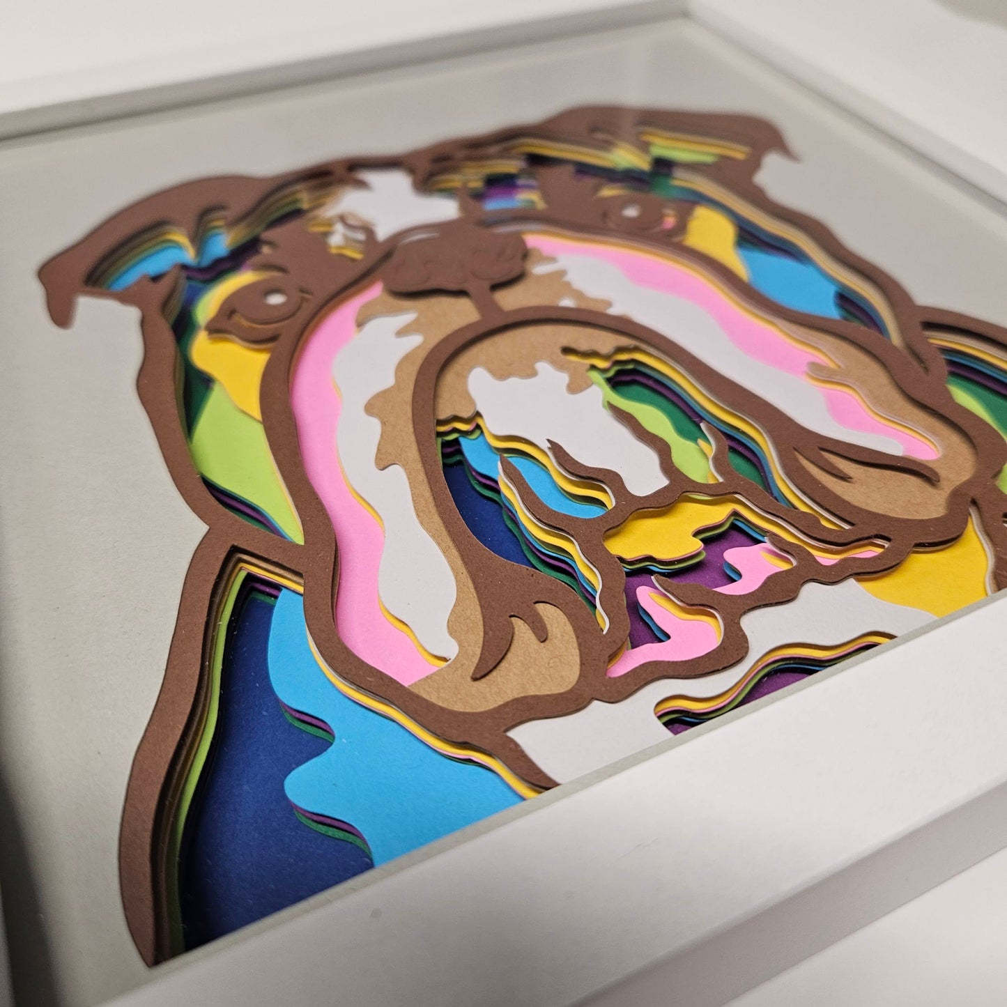 Bulldog - colorful Shadowbox