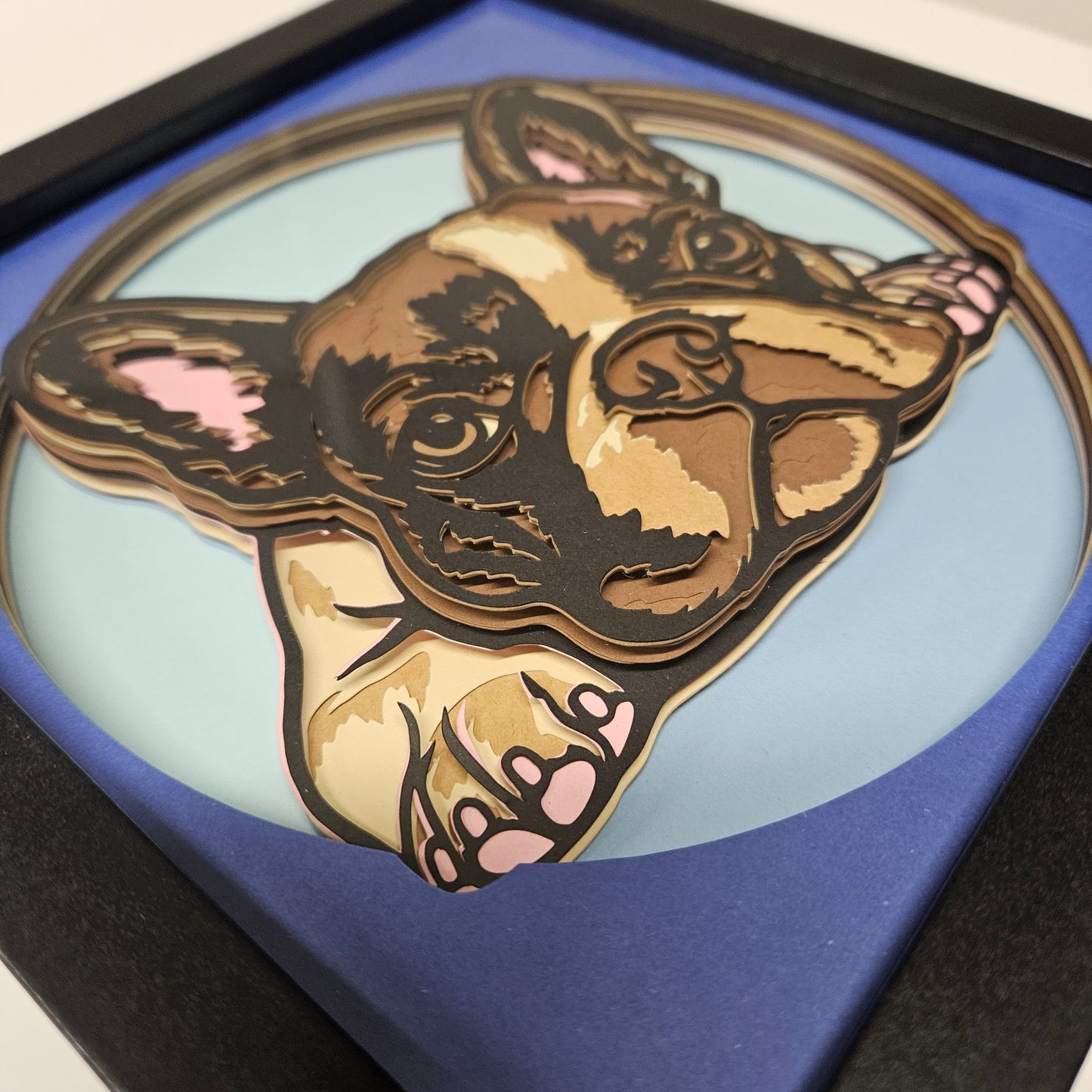 Frenchie with Head Down (browns) Shadowbox