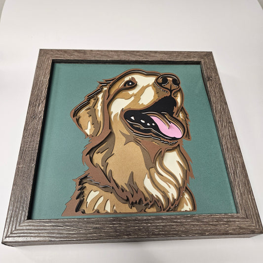Golden Retriever Smiling Shadowbox