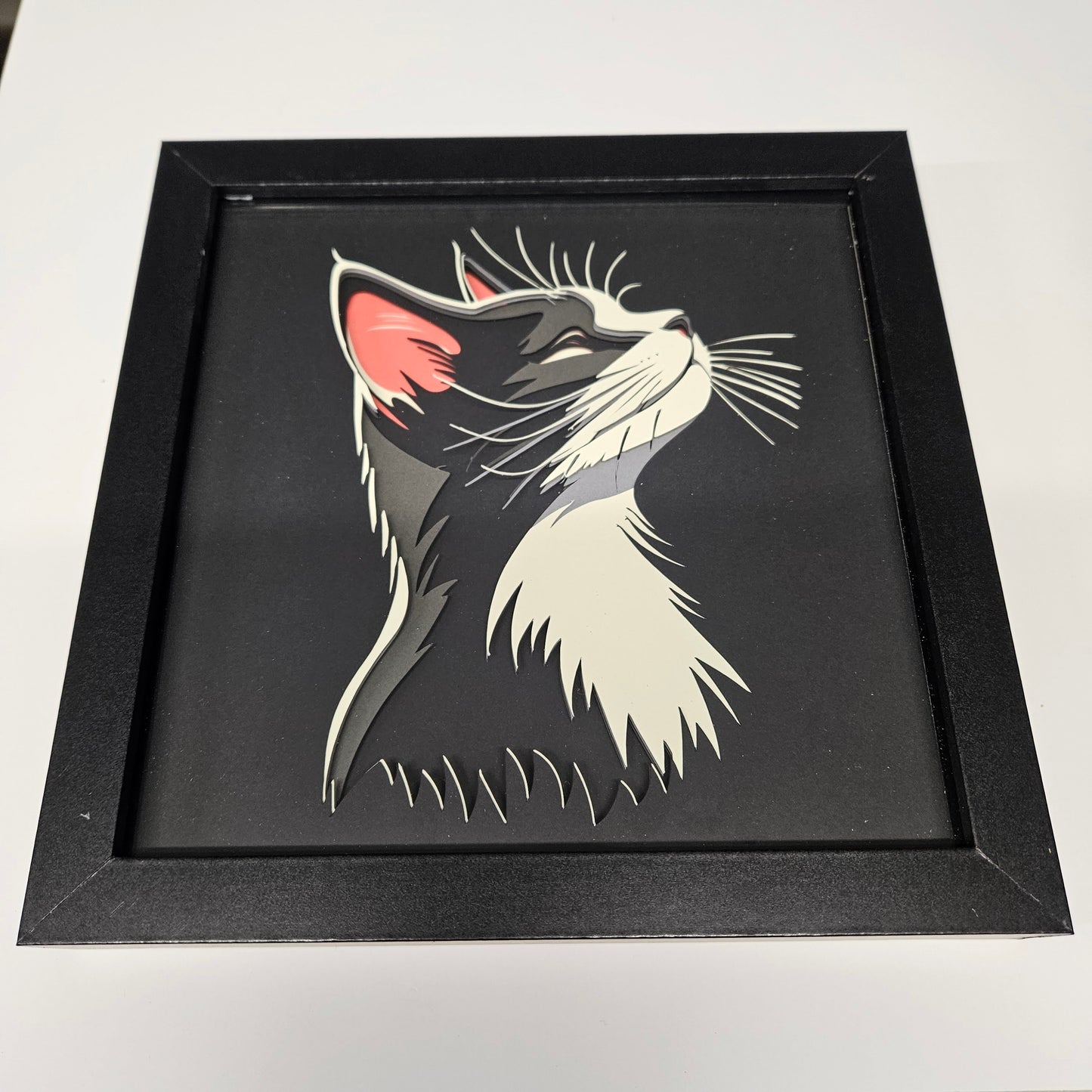 Black and White Cat Profile Shadowbox