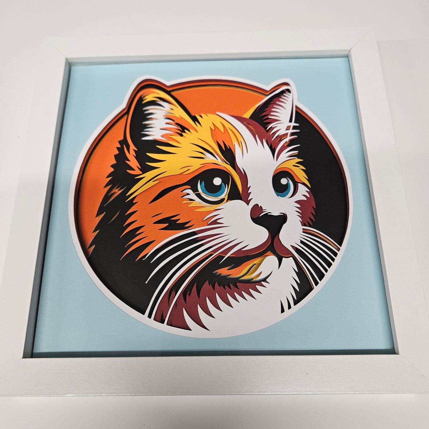 Orange and White Cat Profile Shadowbox