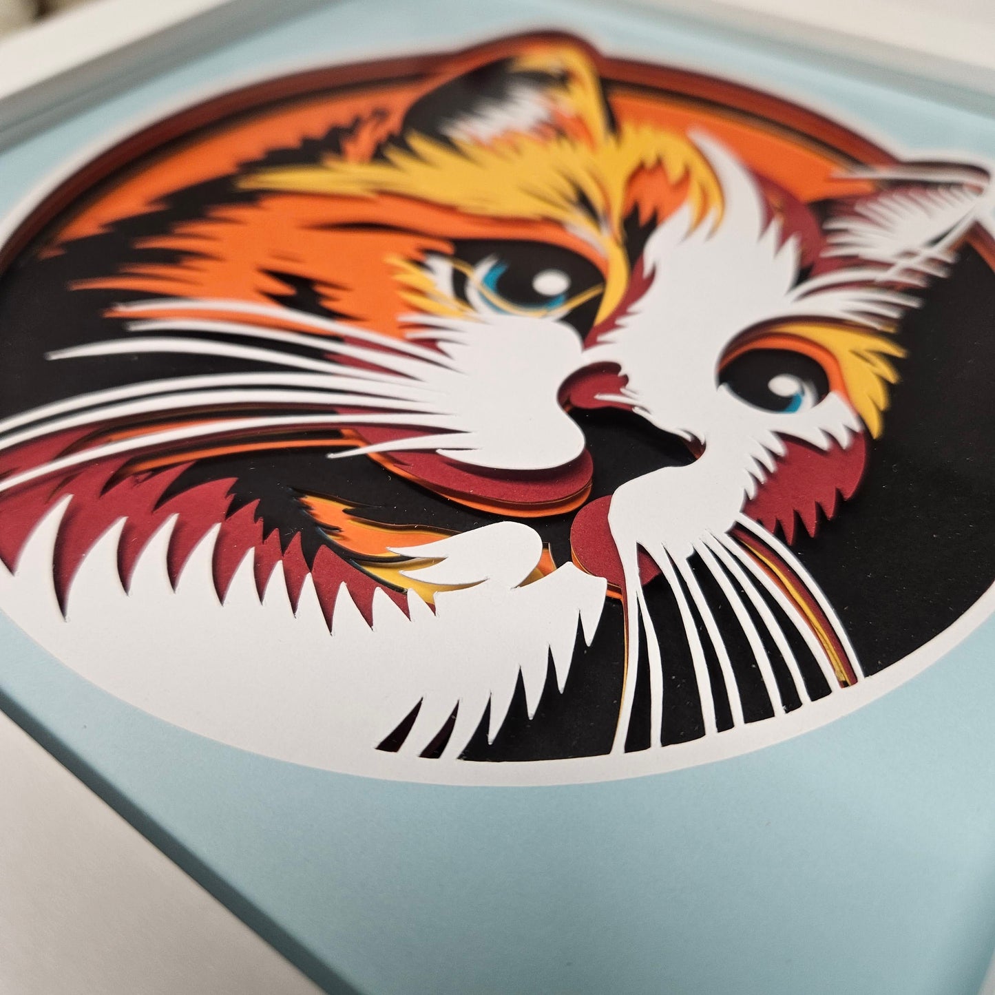 Orange and White Cat Profile Shadowbox