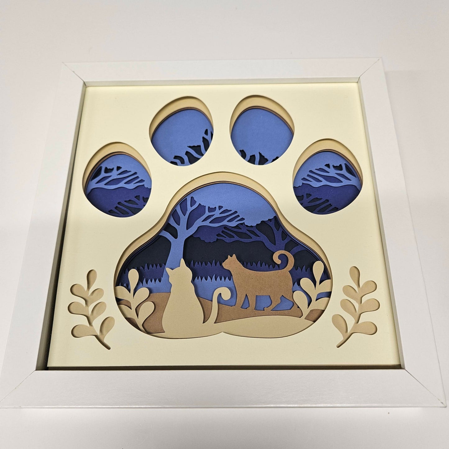 Cats in Paw Scene Shadowbox