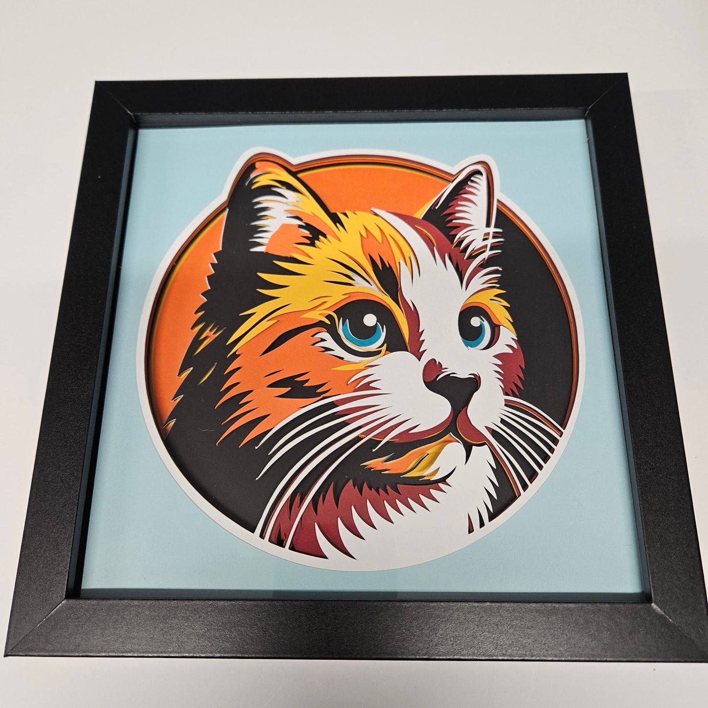 Orange and White Cat Profile Shadowbox