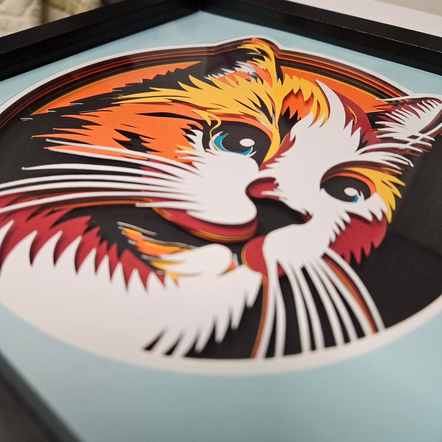 Orange and White Cat Profile Shadowbox