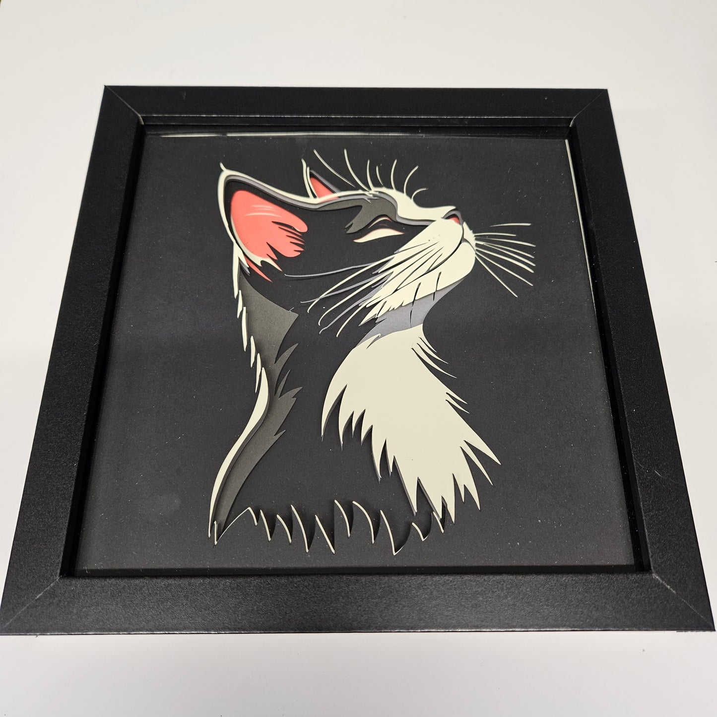 Black and White Cat Profile Shadowbox