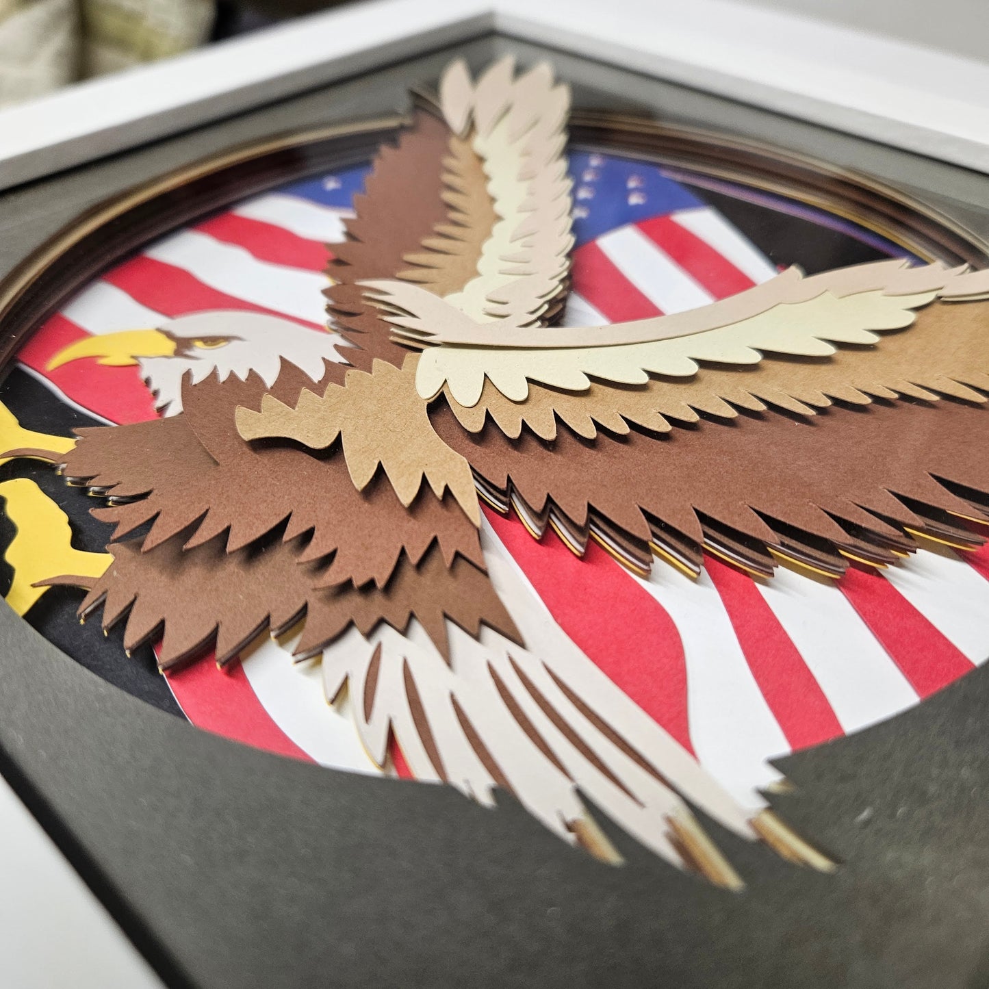 USA Flag with Eagle Shadowbox