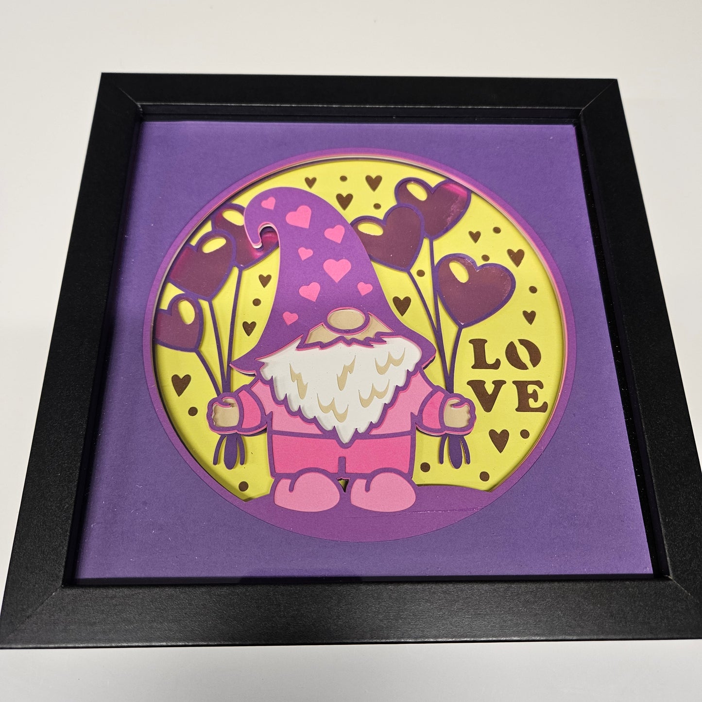 Gnome with Love Balloons Shadowbox