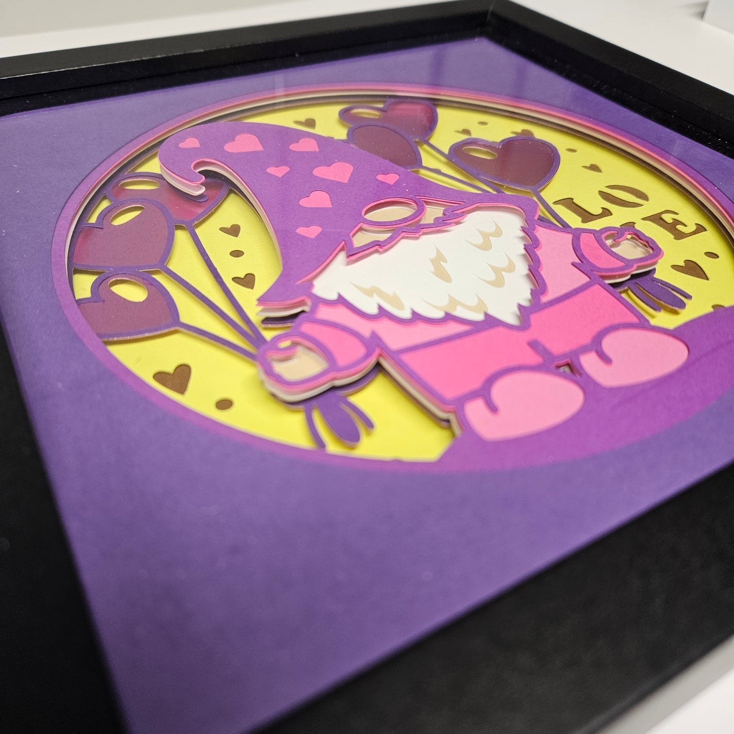 Gnome with Love Balloons Shadowbox