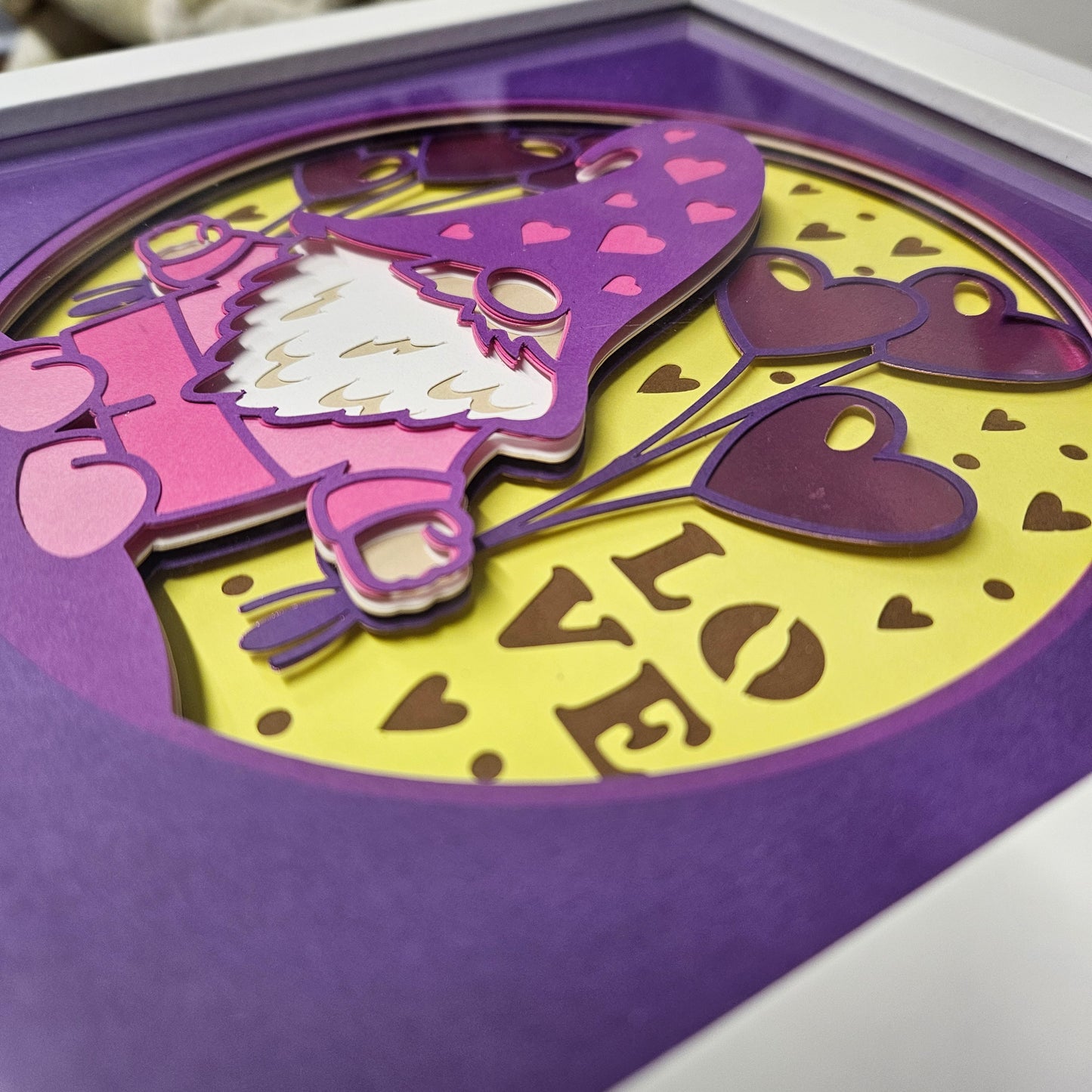 Gnome with Love Balloons Shadowbox
