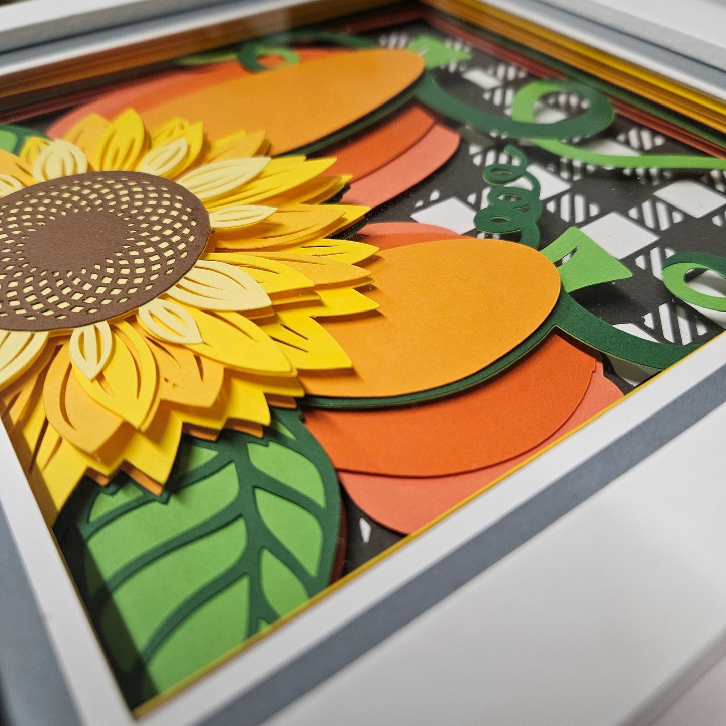 Fall Pumpkins and Sunflowers Shadowbox