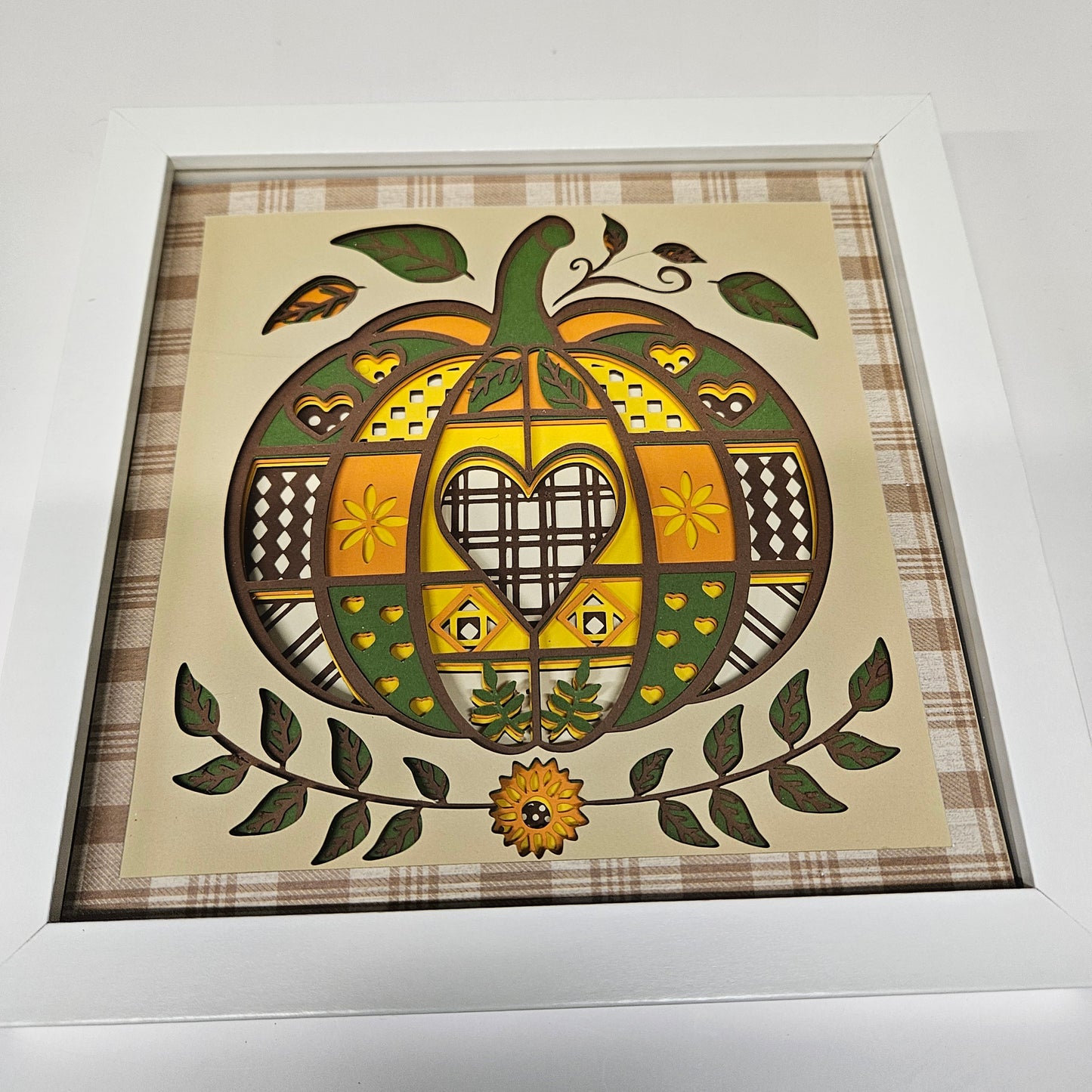 Cloth Patterned Pumpkin Shadowbox