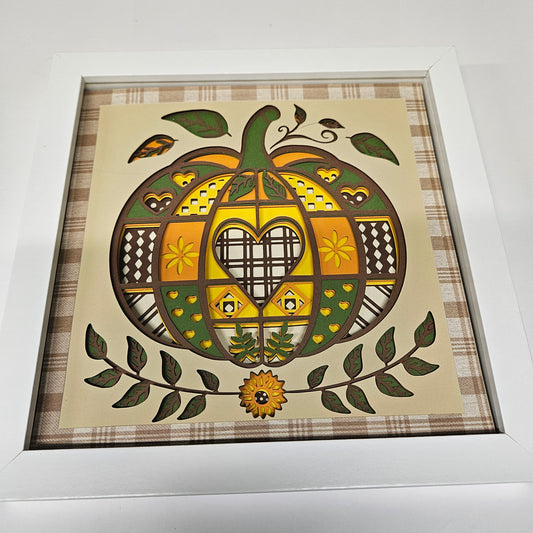 Cloth Patterned Pumpkin Shadowbox