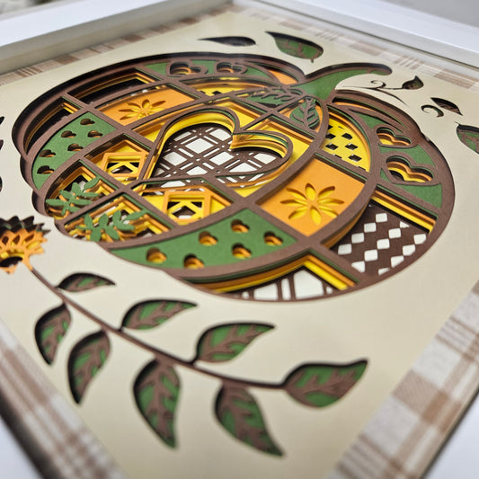 Cloth Patterned Pumpkin Shadowbox