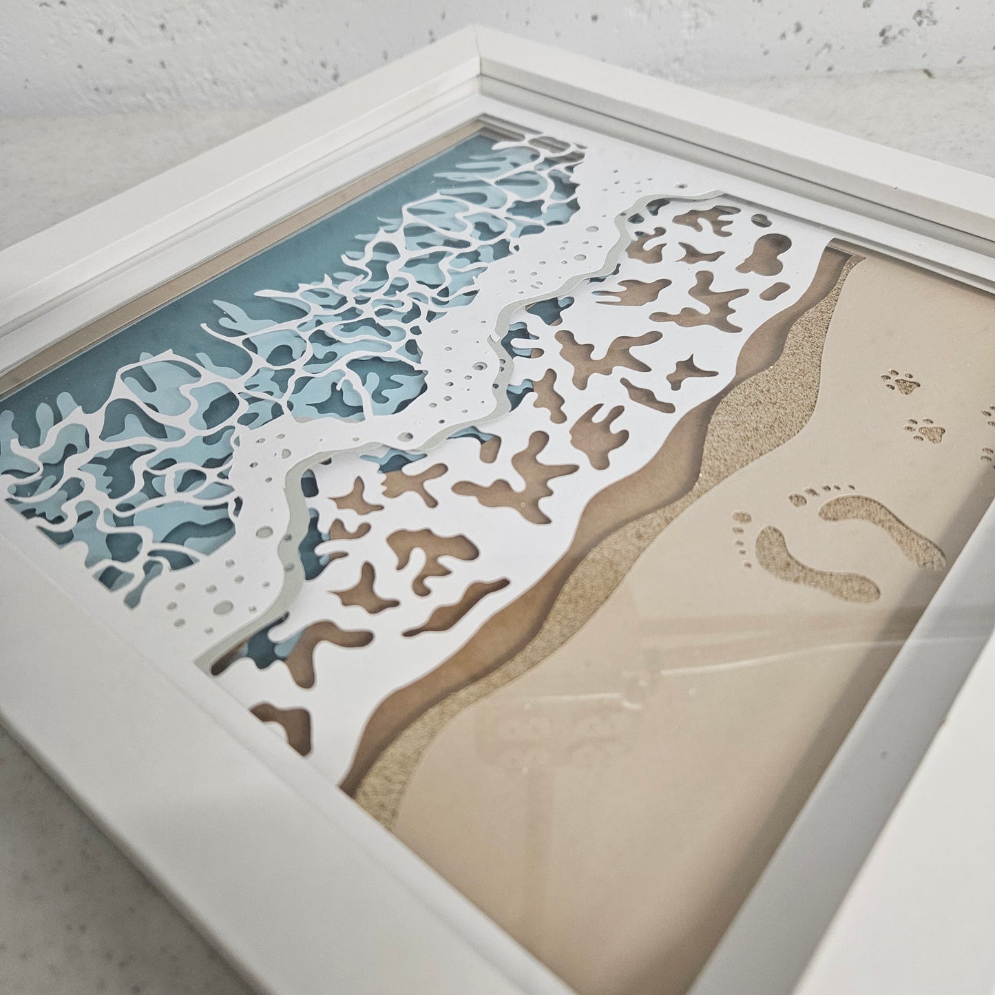 Footprints (human & dog) in the Sand Shadowbox