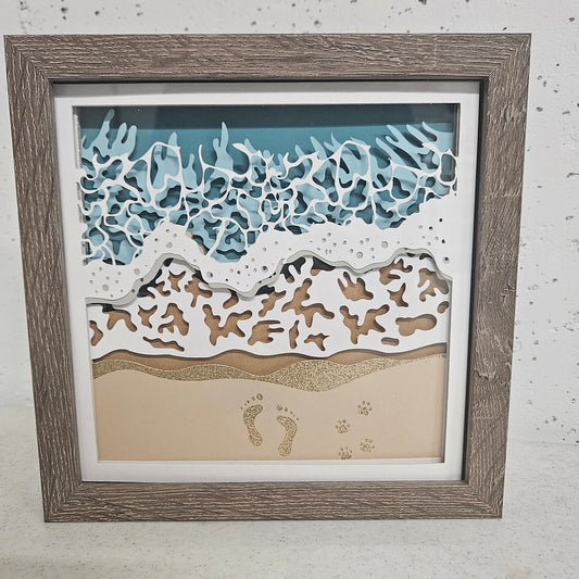 Footprints (human & dog) in the Sand Shadowbox