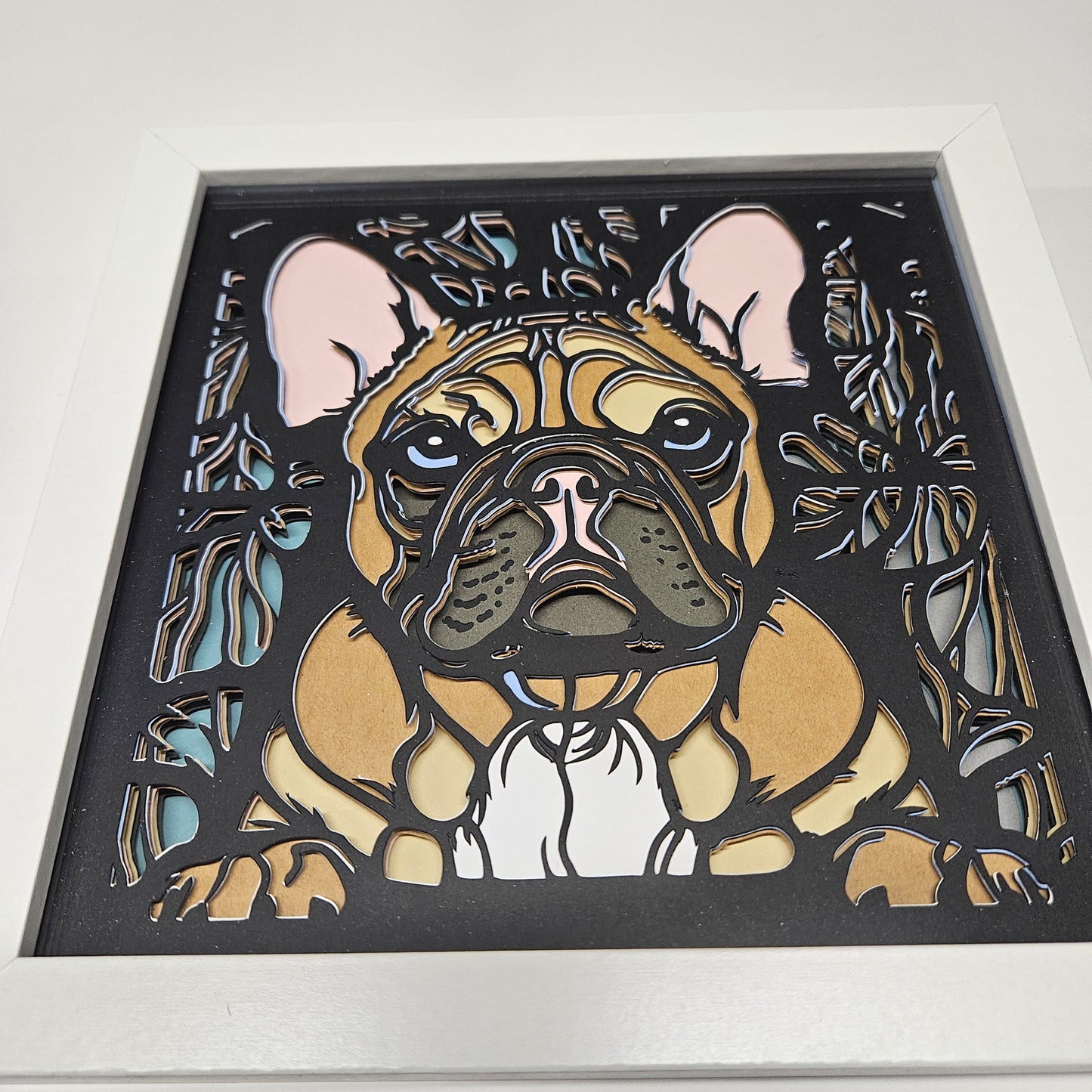 French Bulldog Stained Glass Shadowbox