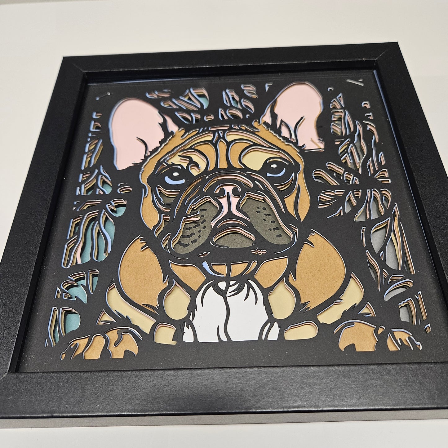 French Bulldog Stained Glass Shadowbox
