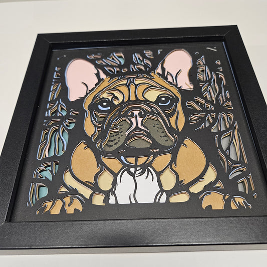 French Bulldog Stained Glass Shadowbox