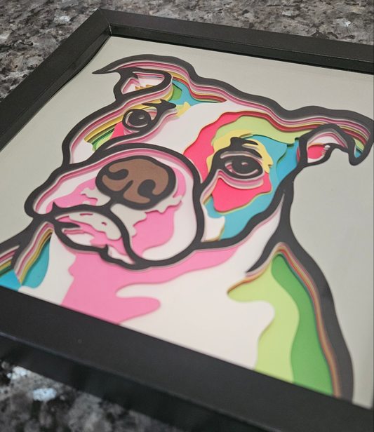 Pitbull - Colorful Shadowbox