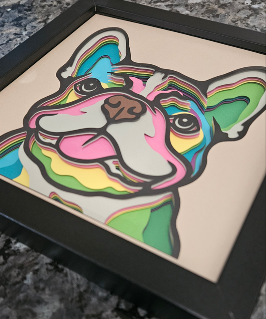 Frenchie - colorful Shadowbox