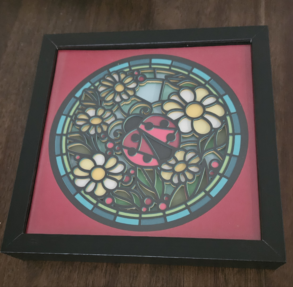 Ladybug Stained Glass Shadowbox