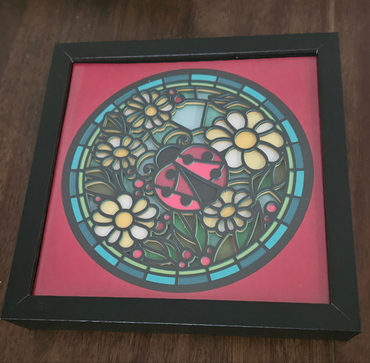 Ladybug Stained Glass Shadowbox